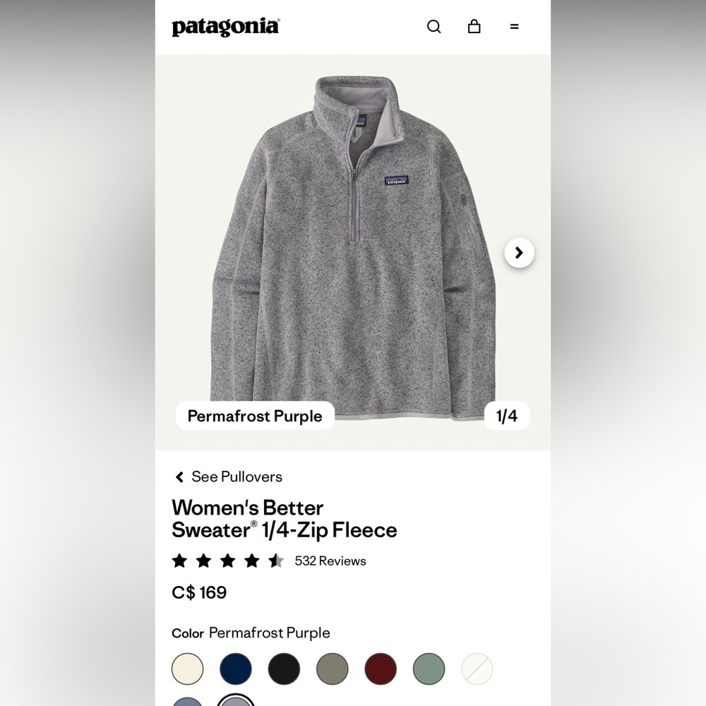 NWOT Patagonia Women's Better Sweater® 1/4-Zip Fleece - Picture 2 of 8